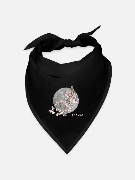Japanische Kirschblüte Sakura - Bandana Dreieckstuch - Schwarz