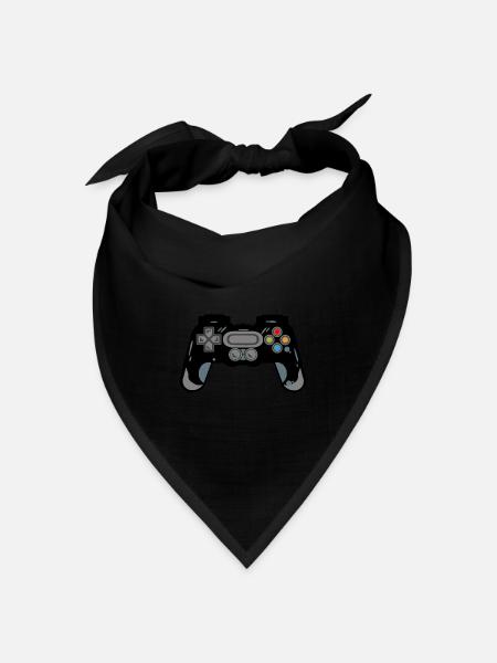 Retro Controller Silhouette - Bandana Dreieckstuch - Schwarz