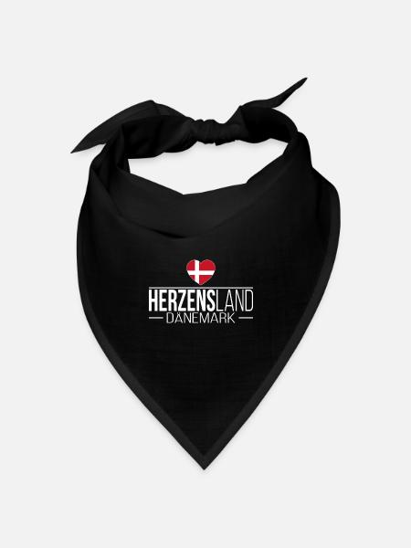 Herzensland Dänemark Skandinavien Urlaub Reise - Bandana Dreieckstuch - Schwarz
