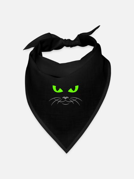 cat face - katzengesicht - Bandana Dreieckstuch - Schwarz
