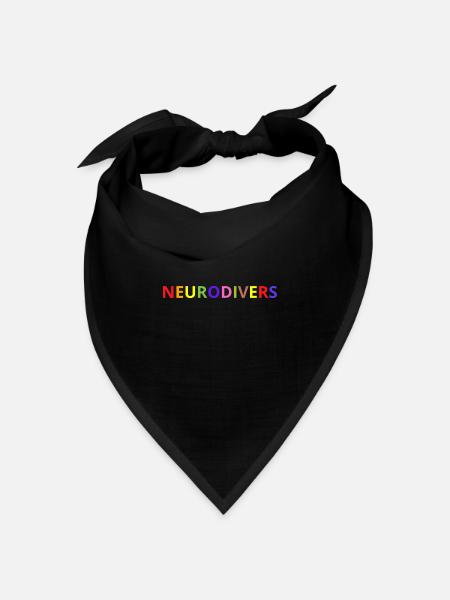 Neurodivers - bunte Buchstaben - Bandana Dreieckstuch - Schwarz