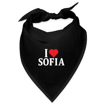 T-Shirt Ich liebe Sofia T-Shirt Geschenkidee - Bandana Dreieckstuch - Schwarz - Vorne