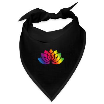 buntes stilisiertes Blüten Symbol - Bandana Dreieckstuch - Schwarz - Vorne