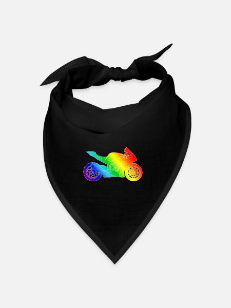 Supersport Motorrad in Regenbogenfarben - Bandana Dreieckstuch - Schwarz