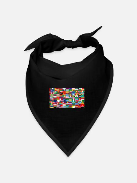 Farbenfrohe Collage-Weltflaggen - Bandana Dreieckstuch - Schwarz