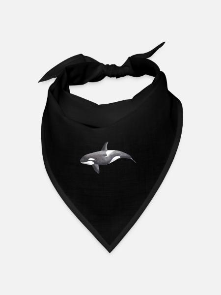 Orca – Meeresbewohner, Illustration, 2022 - Bandana Dreieckstuch - Schwarz