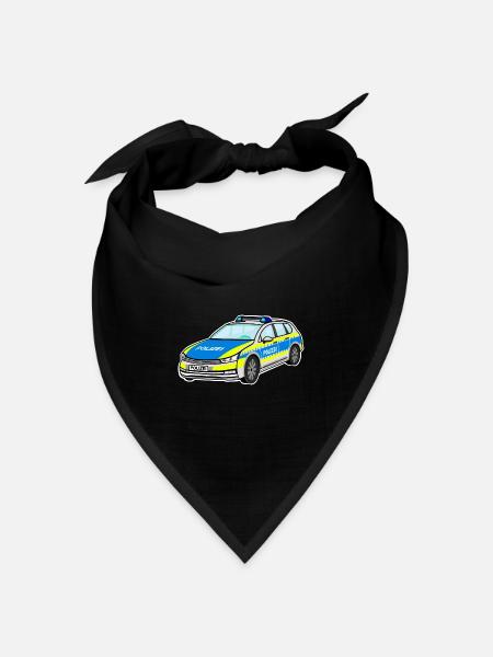 Deutsches Polizeiauto, Polizei Auto, Streifenwagen - Bandana Dreieckstuch - Schwarz