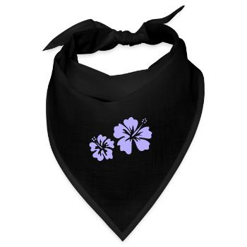 Lila Hibiskus - Bandana Dreieckstuch - Schwarz - Vorne