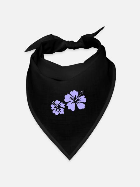 Lila Hibiskus - Bandana Dreieckstuch - Schwarz
