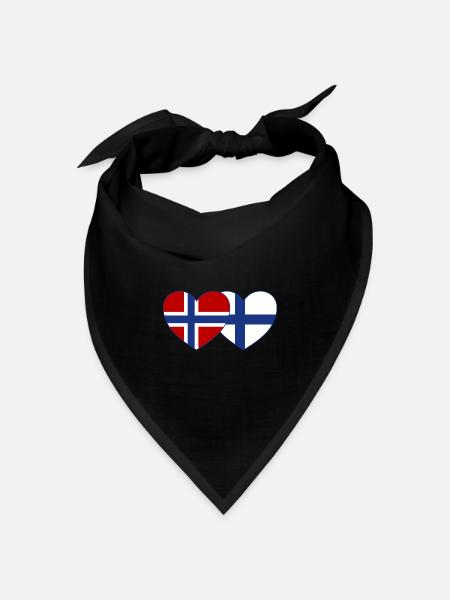 Norwegen Finnland Flagge Herz - Bandana Dreieckstuch - Schwarz