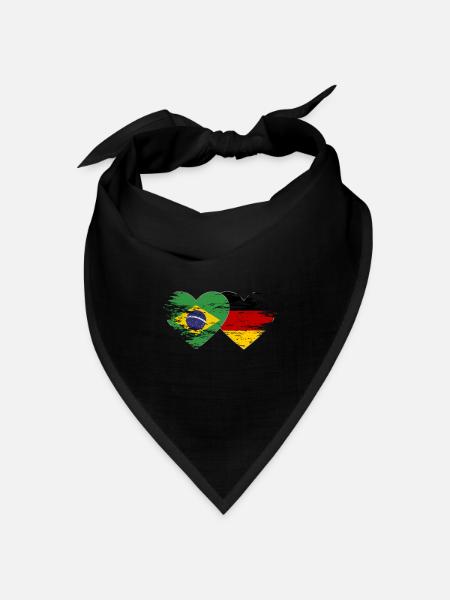 Brasilien Deutschland Flagge used Herz - Bandana Dreieckstuch - Schwarz