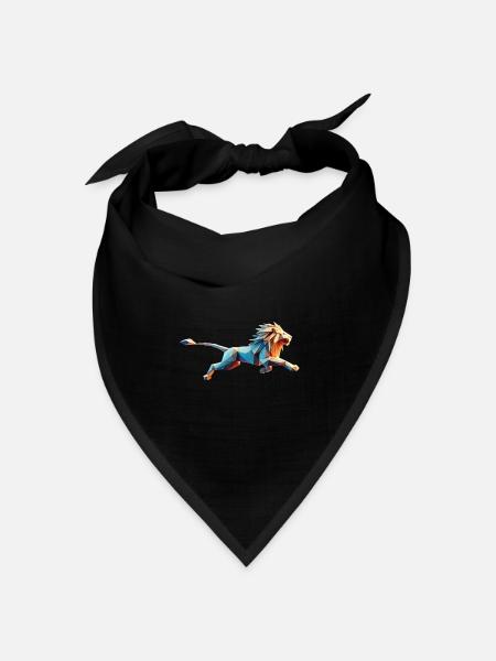 Ausführen von Lion Origami Geometric 3D - Bandana Dreieckstuch - Schwarz