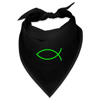 Jesusfisch grün Ichthys Fisch Fische - Bandana Dreieckstuch - Schwarz - Vorne