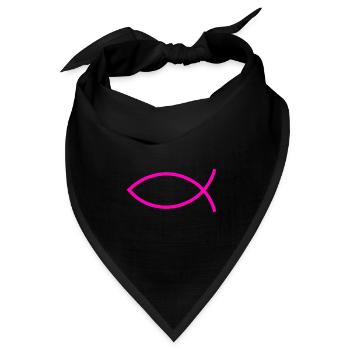  Jesusfisch pink Ichthys Jesus Fisch  - Bandana Dreieckstuch - Schwarz - Vorne