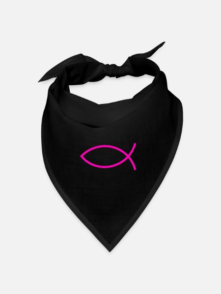 Jesusfisch pink Ichthys Jesus Fisch - Bandana Dreieckstuch - Schwarz
