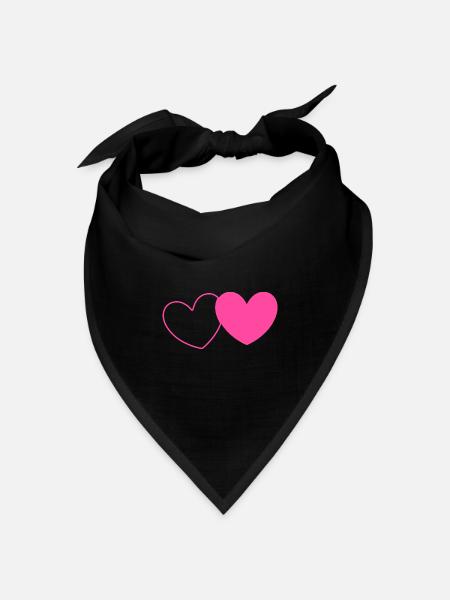 rosarotes Herz Herz rosa rot Herz pink Herzmuster - Bandana Dreieckstuch - Schwarz