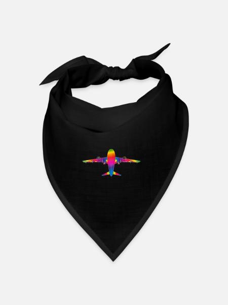Flugzeug in Regenbogenfarben - Bandana Dreieckstuch - Schwarz