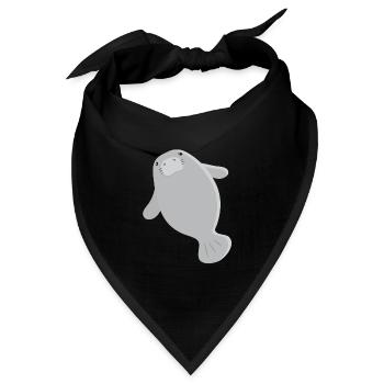 Super süße einzelne graue Seekuh - Bandana Dreieckstuch - Schwarz - Vorne