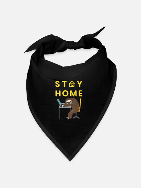 Müdes Faultier im Homeoffice - Bandana Dreieckstuch - Schwarz
