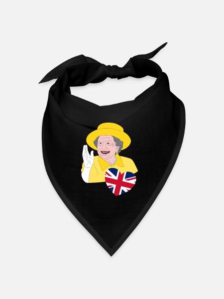 Britische Königin Elizabeth II. mit Union Jack - Bandana Dreieckstuch - Schwarz