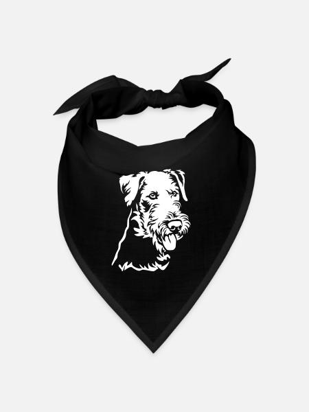 Airedale Terrier Kopf "Black Edition" - Bandana Dreieckstuch - Schwarz