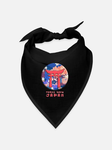 Torii Traditionelles japanisches Tor Berg Blumen - Bandana Dreieckstuch - Schwarz