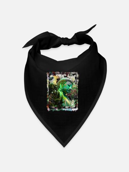 Japanische Buddha Statue Japan Kamakura Collage Kunst - Bandana Dreieckstuch - Schwarz