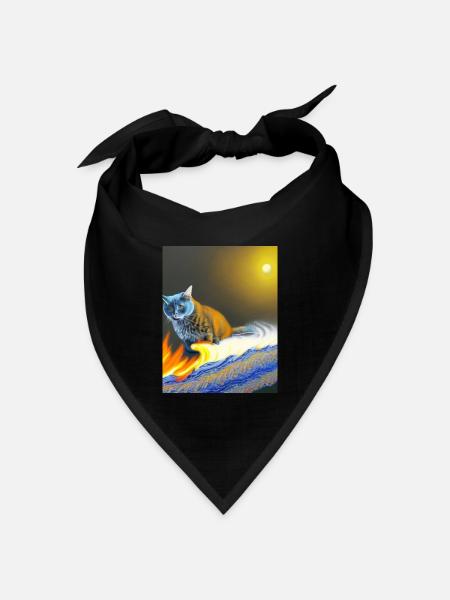 katze - Bandana Dreieckstuch - Schwarz