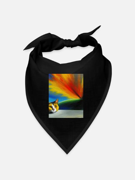 katze - Bandana Dreieckstuch - Schwarz