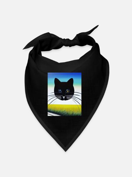 Katze - Bandana Dreieckstuch - Schwarz