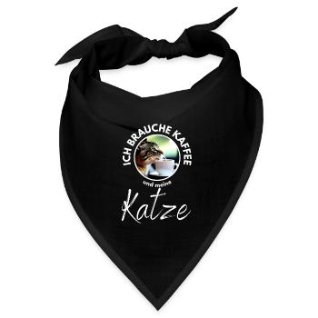 Katze Katzen Kaffee - Bandana Dreieckstuch - Schwarz - Vorne