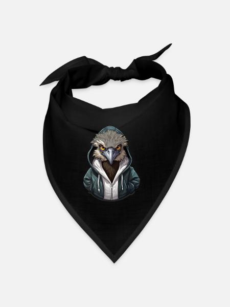Cooler Emu in Freizeitkleidung - Bandana Dreieckstuch - Schwarz