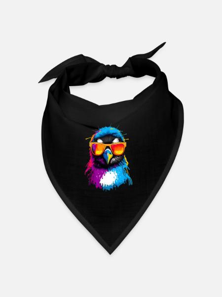 Bunter Pinguin mit Sonnenbrille - Bandana Dreieckstuch - Schwarz