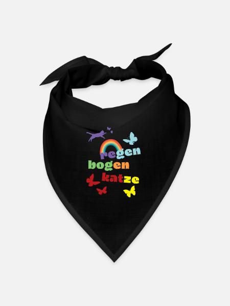 Regenbogenkatze - Trauershirt - Verlust - Bandana Dreieckstuch - Schwarz