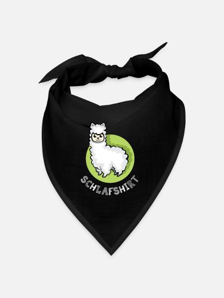Schlafshirt Alpaka süß schlafen Nacht Tiere icon - Bandana Dreieckstuch - Schwarz