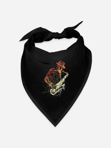 Retro Saxophonspieler Zeichnung - Bandana Dreieckstuch - Schwarz