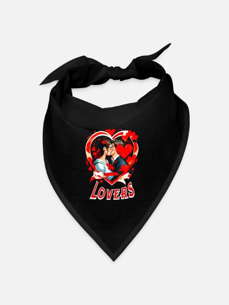 Liebespaar - Bandana Dreieckstuch - Schwarz
