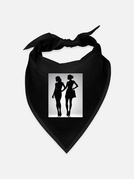 Silhouetten von zwei Personen in Kleidern - Bandana Dreieckstuch - Schwarz
