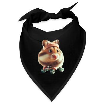 Athlete Skateboarding Hamster - Bandana Dreieckstuch - Schwarz - Vorne