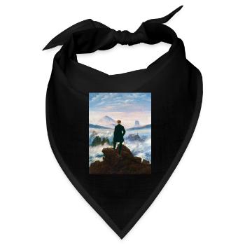 Wanderer über dem Nebelmeer Caspar David Friedrich - Bandana Dreieckstuch - Schwarz - Vorne