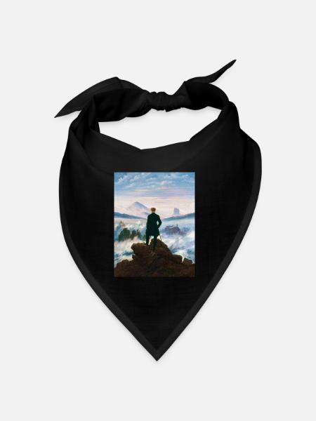 Wanderer über dem Nebelmeer Caspar David Friedrich - Bandana Dreieckstuch - Schwarz