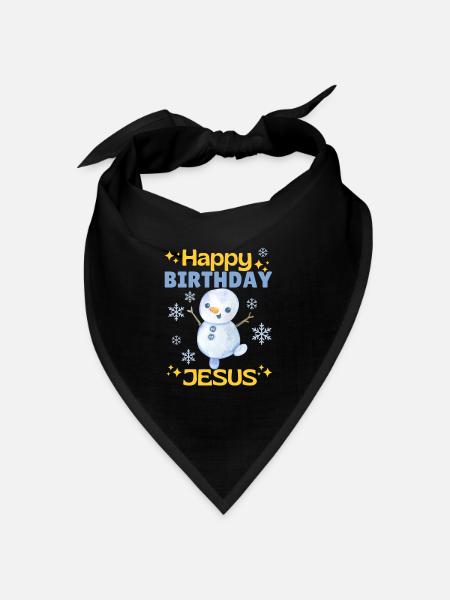 Happy Birthday Jesus Schneemann – Niedlich - Bandana Dreieckstuch - Schwarz