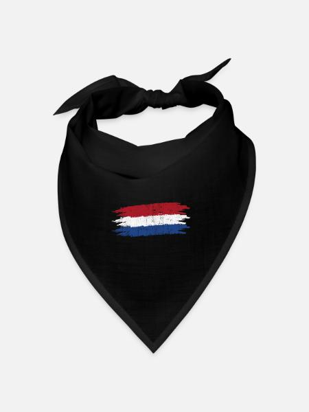 Holländische Flagge Pinselstriche T-Shirt - Bandana Dreieckstuch - Schwarz