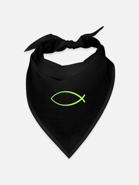 Ichtus Fischapfel grün - Bandana Dreieckstuch - Schwarz