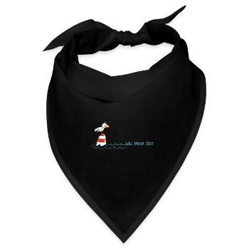 Drollige Möwe Will Meer Zeit - Bandana Dreieckstuch - Schwarz - Vorne