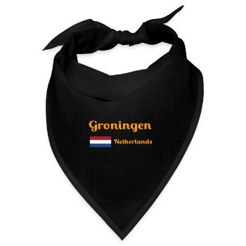 Groningen Niederlande - Stilvolle Drucke - Bandana Dreieckstuch - Schwarz - Vorne