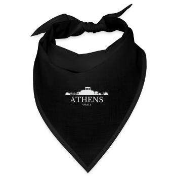 Athener Skyline, Athen Griechenland - Bandana Dreieckstuch - Schwarz - Vorne