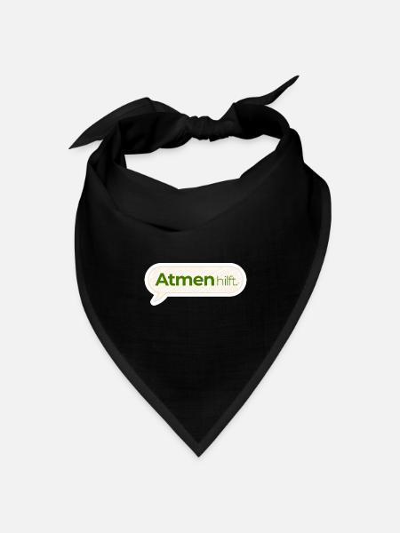 Atmen hilft – Achtsamkeitsspruch in Moosgrün - Bandana Dreieckstuch - Schwarz