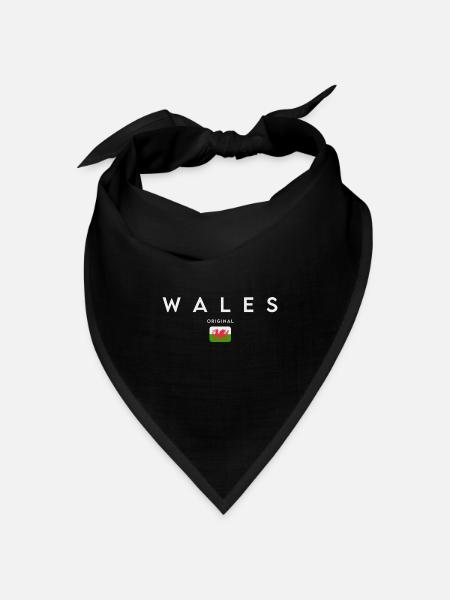 Flagge von Wales, walisischer Stolz - Bandana Dreieckstuch - Schwarz
