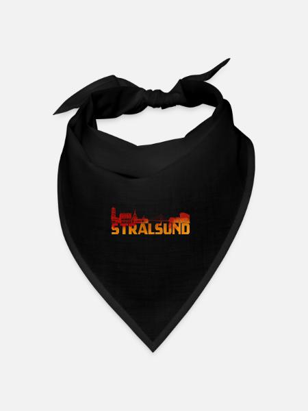 Hansestadt Stralsund Silhouette Skyline Ozeaneum B - Bandana Dreieckstuch - Schwarz